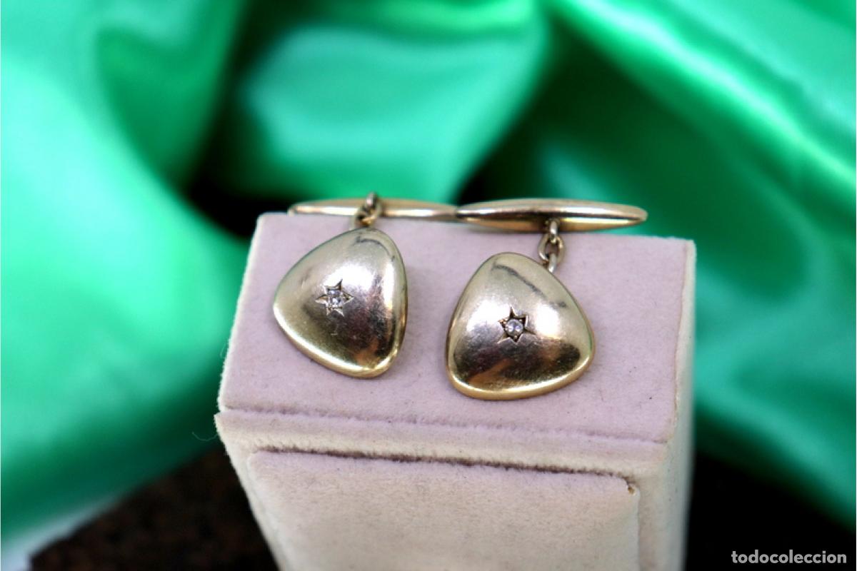 Joyeria: Gemelos en oro blanco de 19,2K con diamantes. - Foto 6