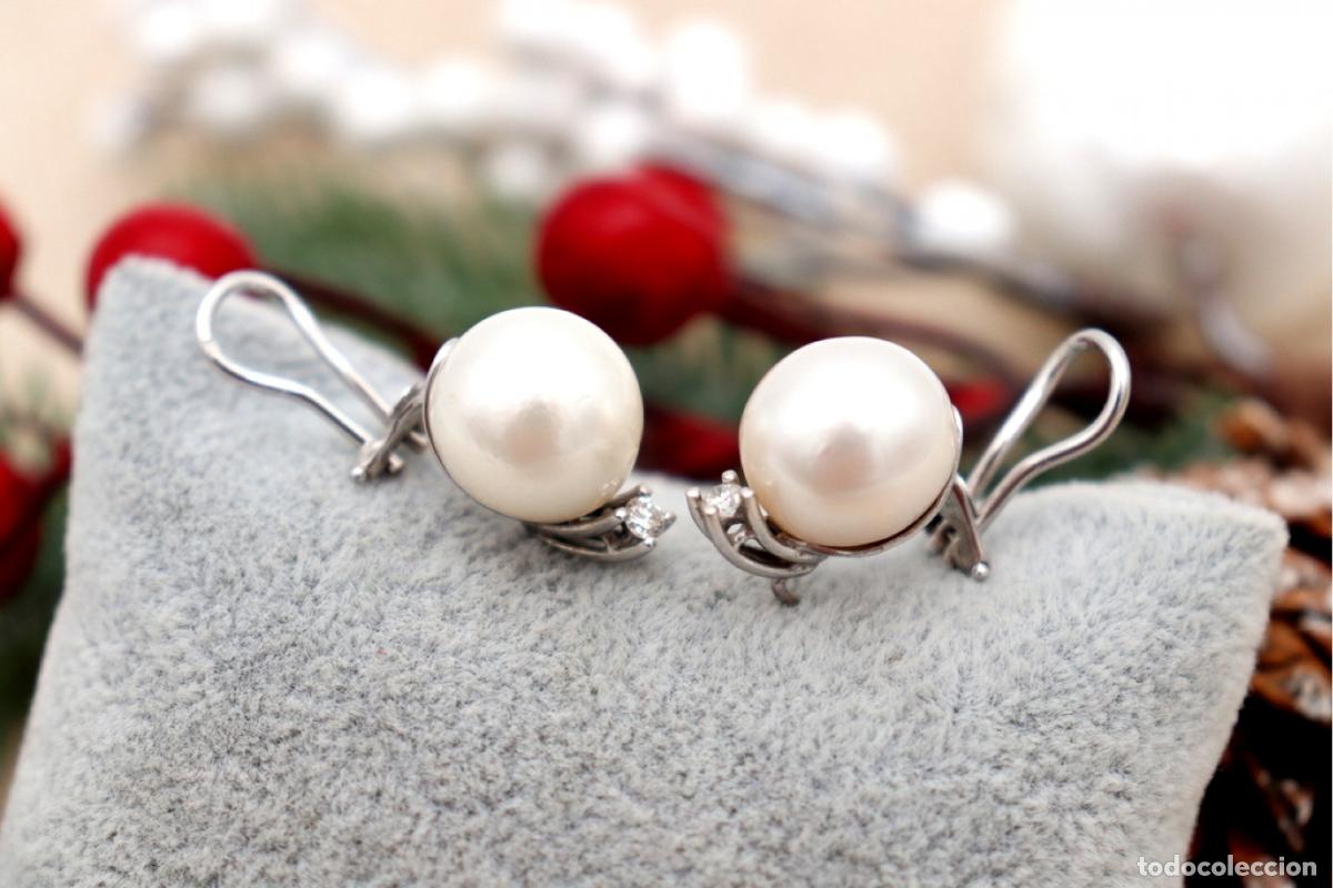 Joyeria: Pendientes de oro de 18 quilates con diamantes y perlas - Foto 4