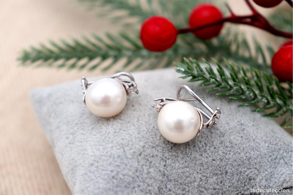 Joyeria: Pendientes de oro de 18 quilates con diamantes y perlas - Foto 6