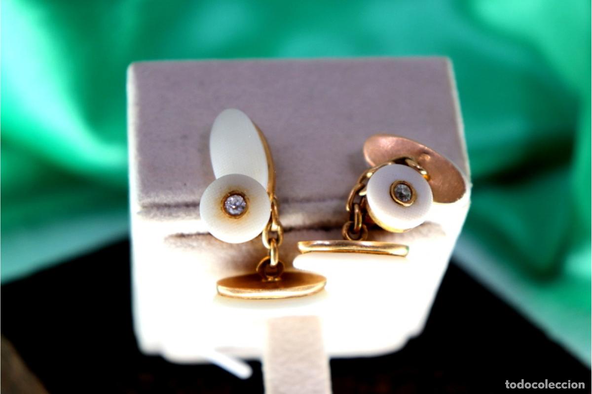 Joyeria: Gemelos de oro de 19,2 quilates con diamantes - Foto 3
