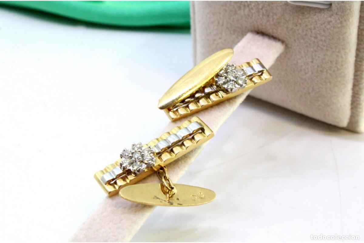 Joyeria: Gemelos de oro de 19,2 quilates con diamantes - Foto 2