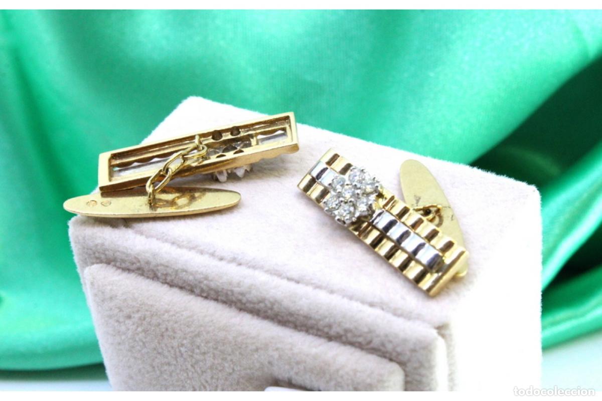 Joyeria: Gemelos de oro de 19,2 quilates con diamantes - Foto 3