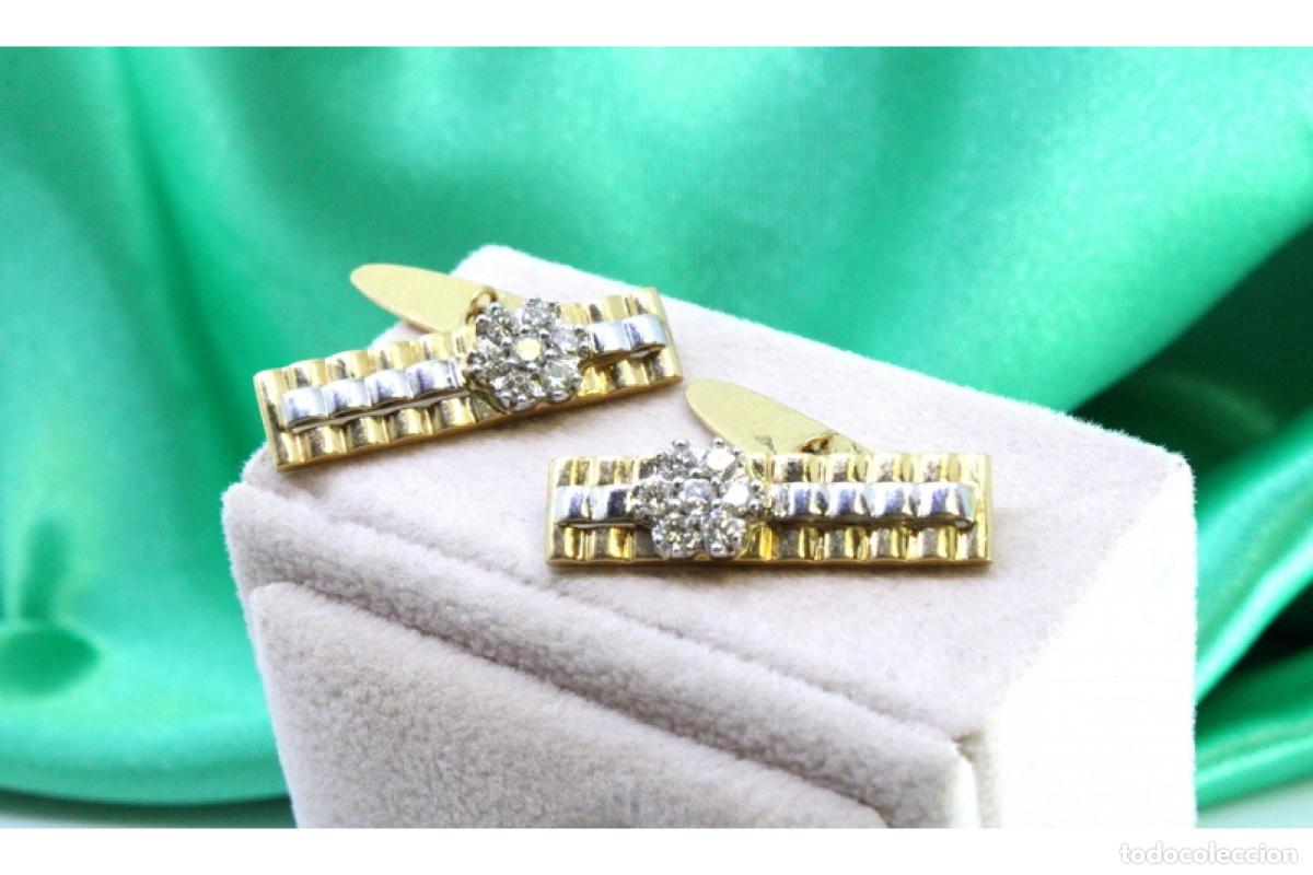 Joyeria: Gemelos de oro de 19,2 quilates con diamantes - Foto 1