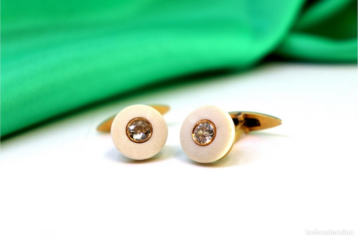 Joyeria: Gemelos de oro de 19,2 quilates con diamantes - Foto 3