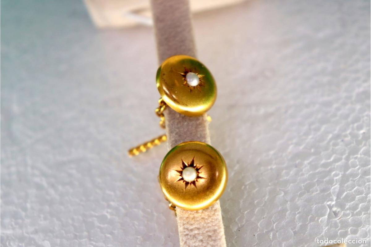 Joyeria: Gemelos de oro de 19,2 quilates con perlas - Foto 2