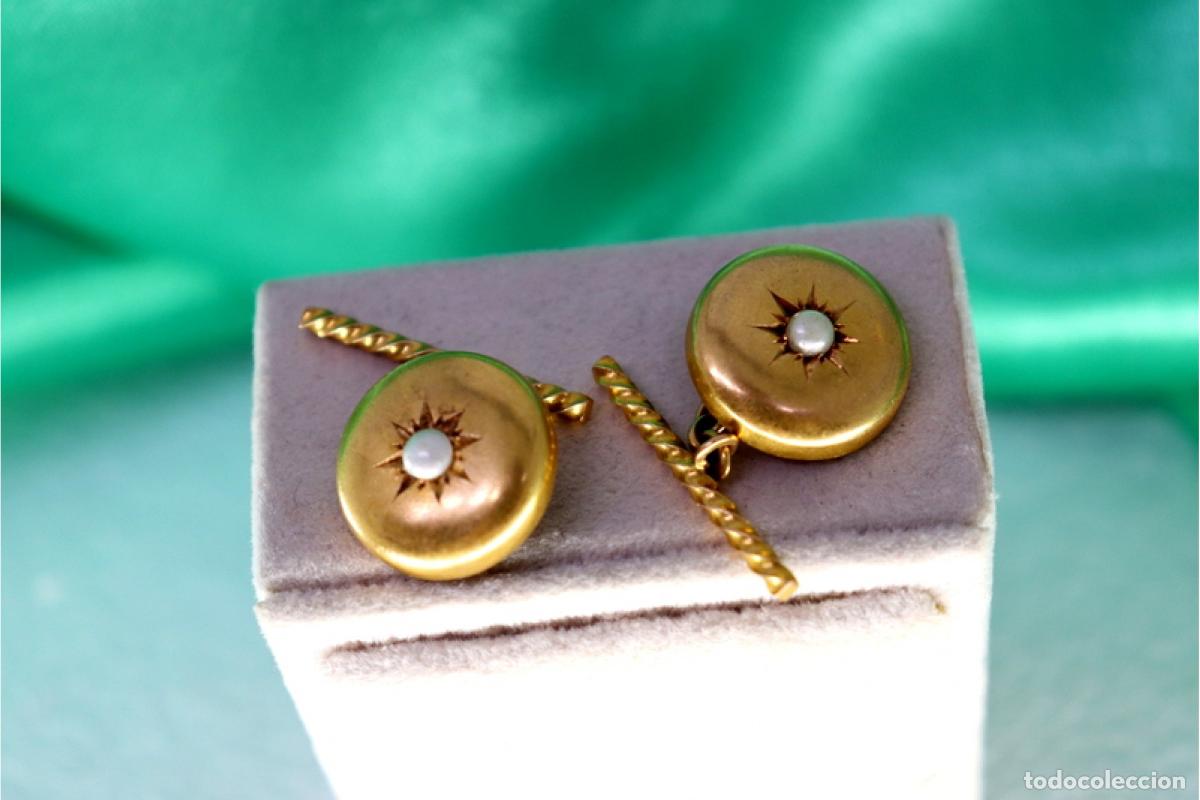 Joyeria: Gemelos de oro de 19,2 quilates con perlas - Foto 3