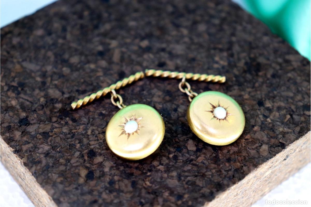 Joyeria: Gemelos de oro de 19,2 quilates con perlas - Foto 4