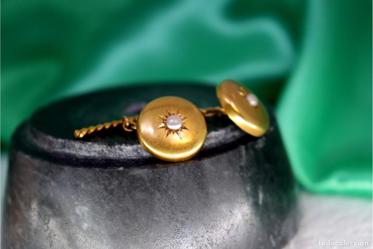 Joyeria: Gemelos de oro de 19,2 quilates con perlas - Foto 6