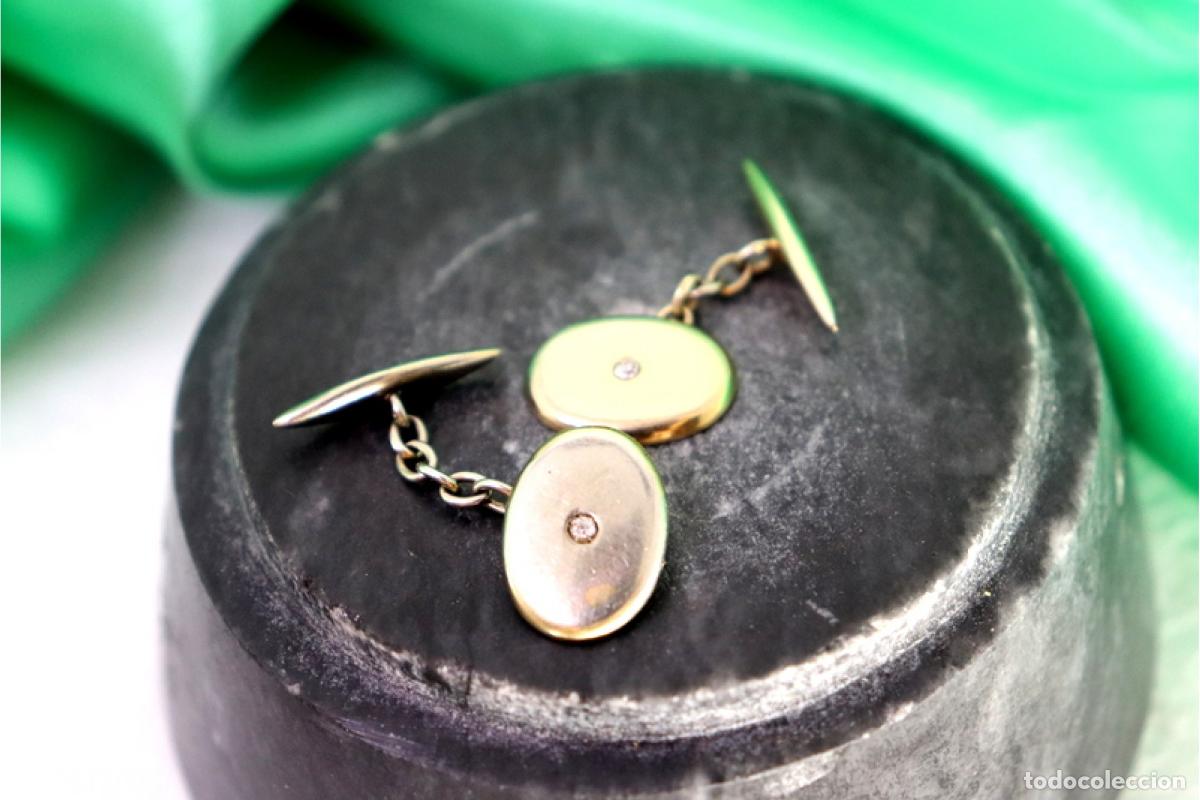 Joyeria: Gemelos en oro blanco de 19,2K con diamantes. - Foto 3