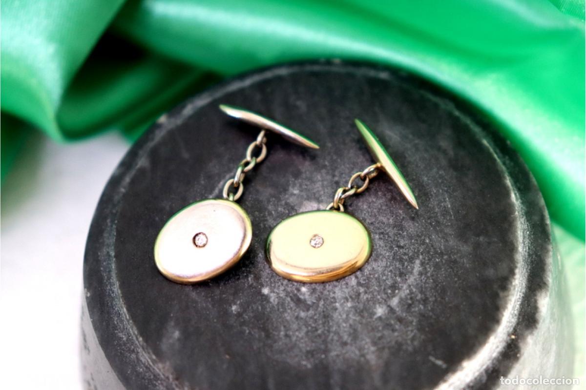 Joyeria: Gemelos en oro blanco de 19,2K con diamantes. - Foto 4