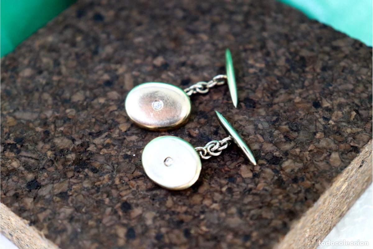 Joyeria: Gemelos en oro blanco de 19,2K con diamantes. - Foto 6