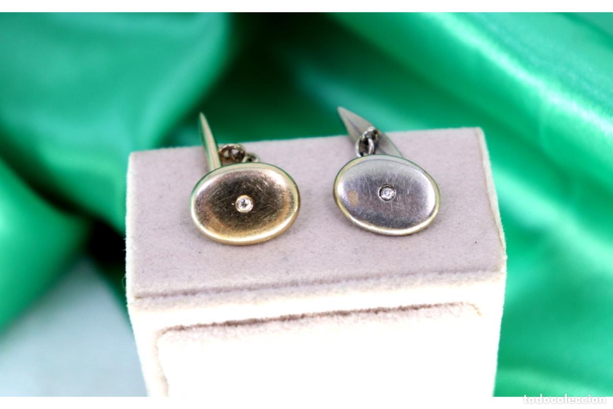 Joyeria: Gemelos en oro blanco de 19,2K con diamantes. - Foto 7