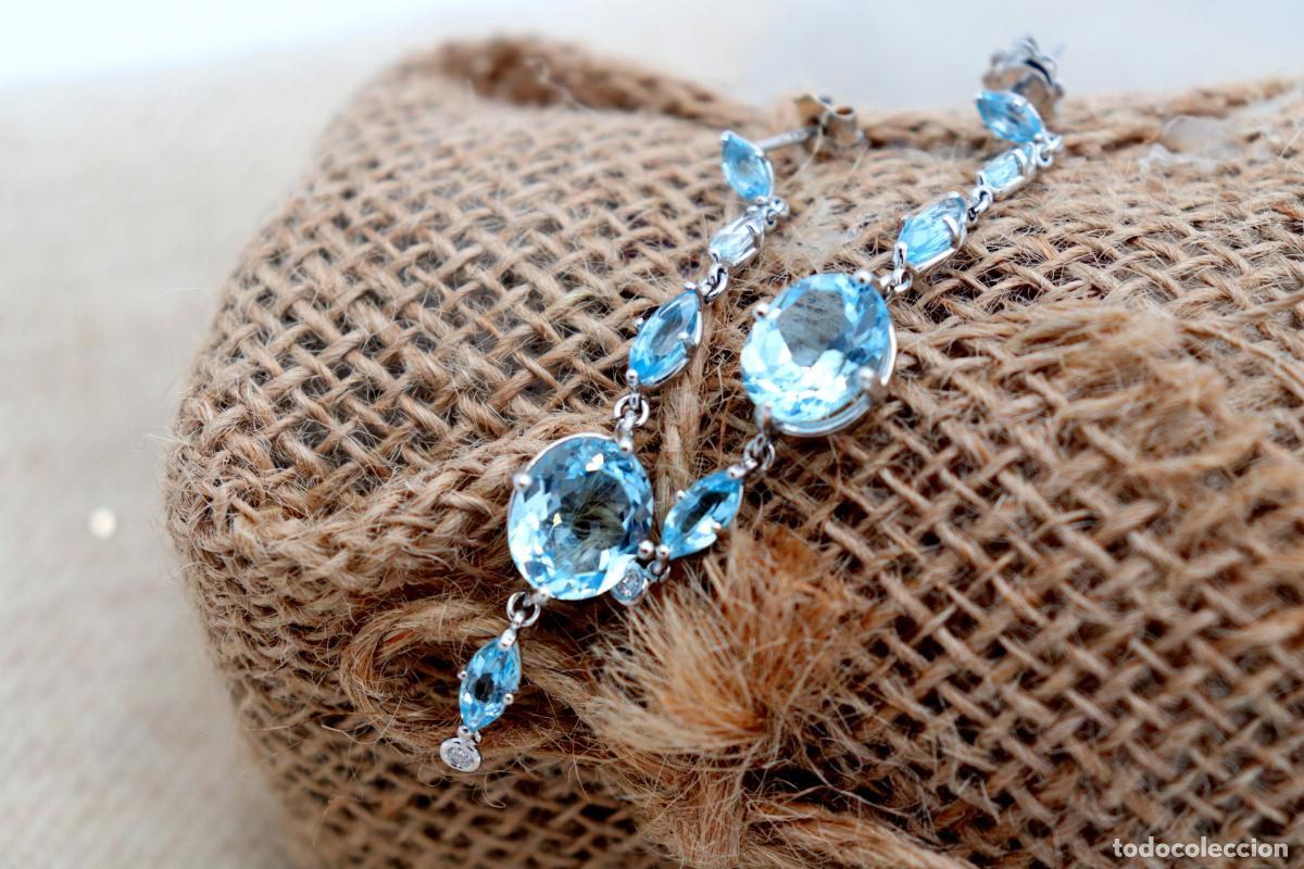 Joyeria: Pendientes de oro de 18 quilates con aguamarinas - Foto 4
