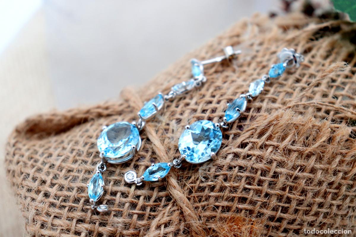 Joyeria: Pendientes de oro de 18 quilates con aguamarinas - Foto 5