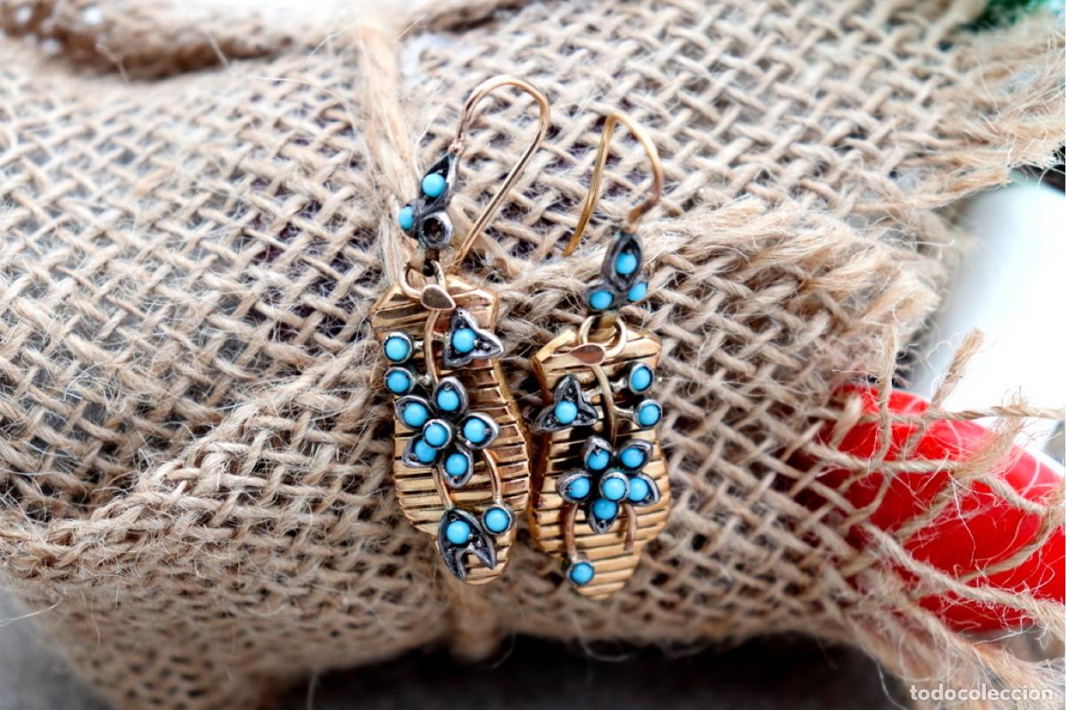 Joyeria: Pendientes de oro de 18 quilates con turquesa - Foto 5