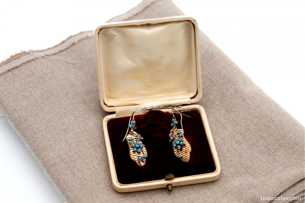 Joyeria: Pendientes de oro de 18 quilates con turquesa - Foto 8