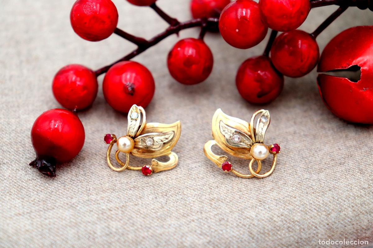 Joyeria: Pendientes de oro de 19,2 quilates con diamantes - Foto 4