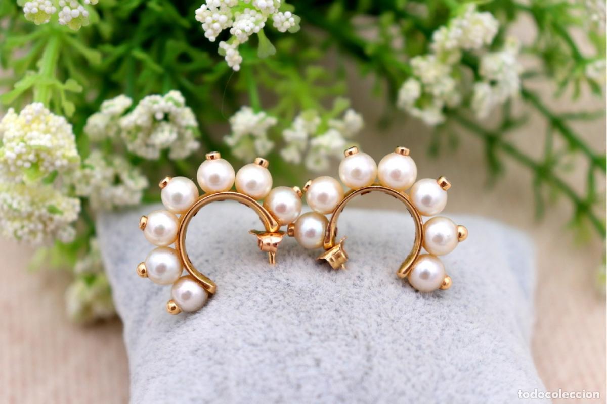 Joyeria: Pendientes en oro de 19,2K con diamantes y perlas. - Foto 4