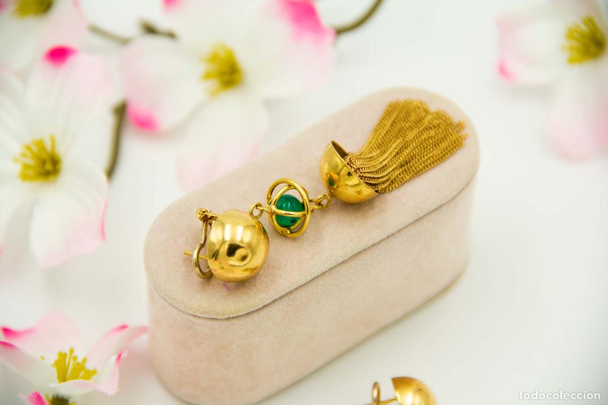 Joyeria: Pendientes de oro de 19,2 quilates con esmeraldas - Foto 2
