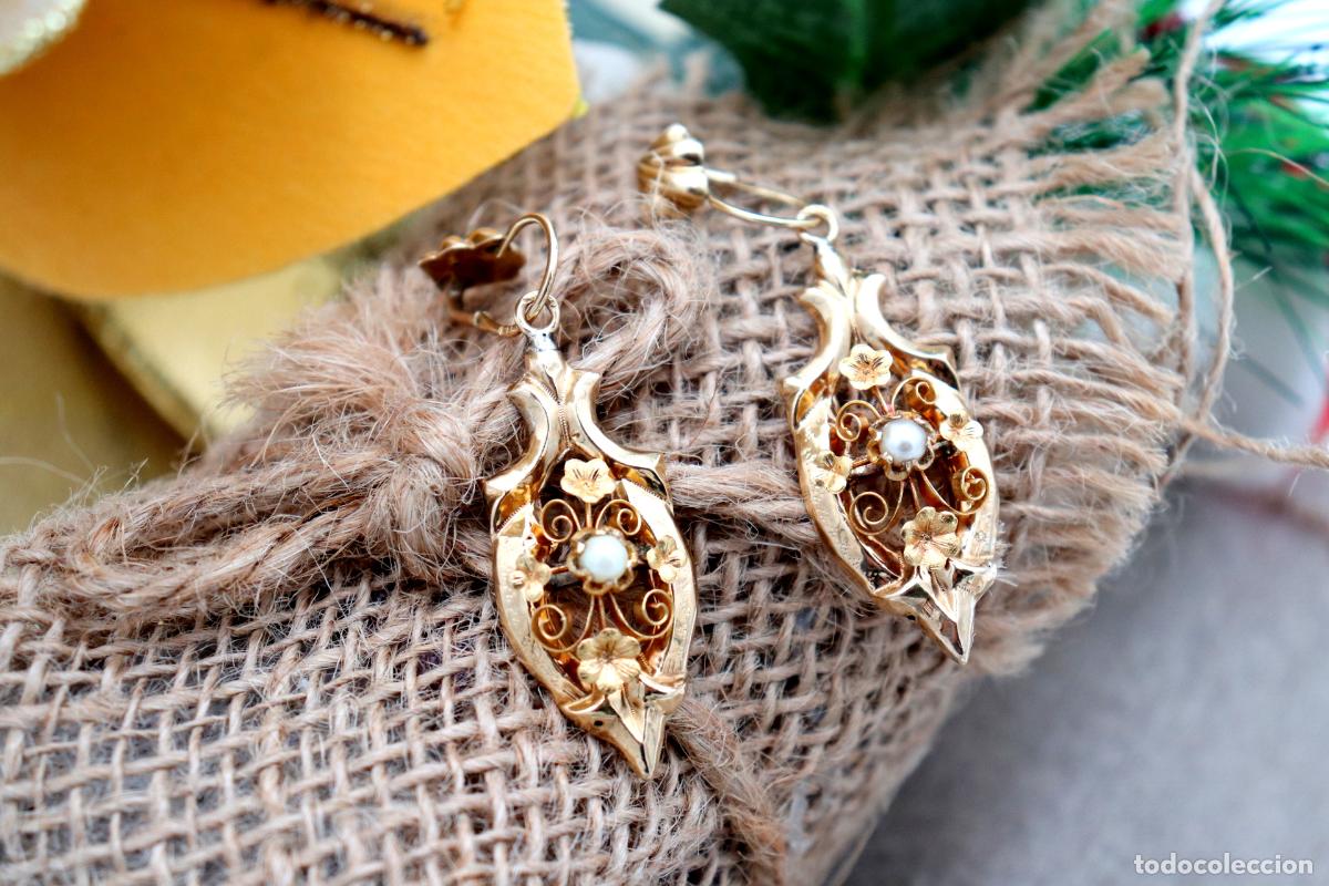 Joyeria: Pendientes de oro de 19,2 quilates con perlas - Foto 2