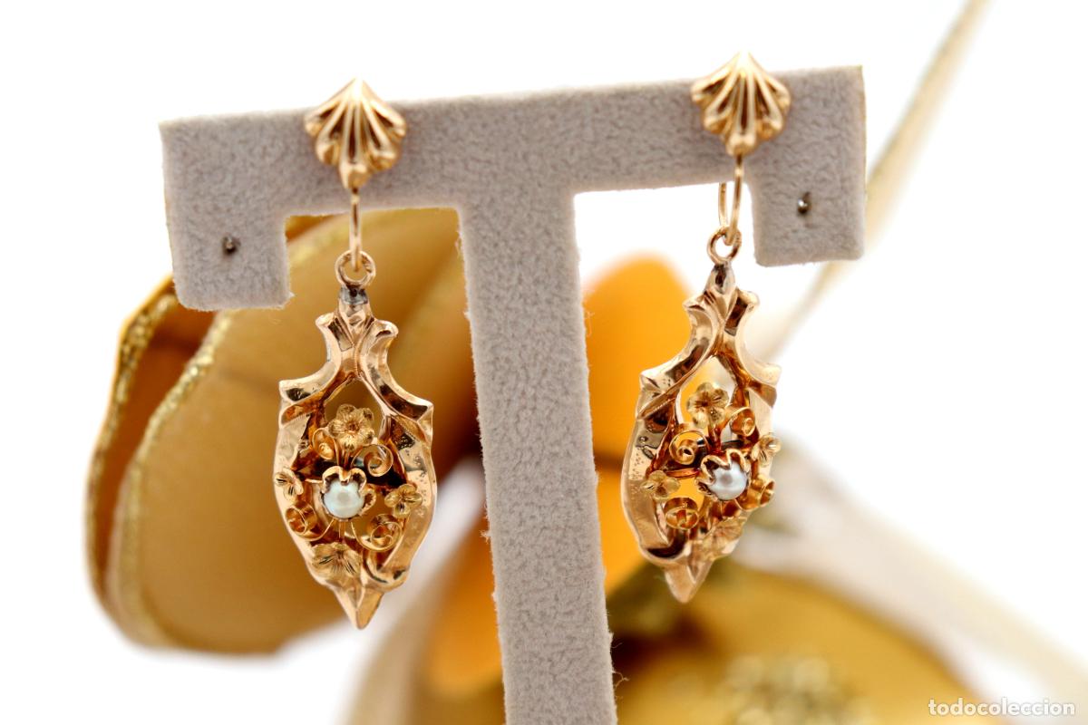 Joyeria: Pendientes de oro de 19,2 quilates con perlas - Foto 4