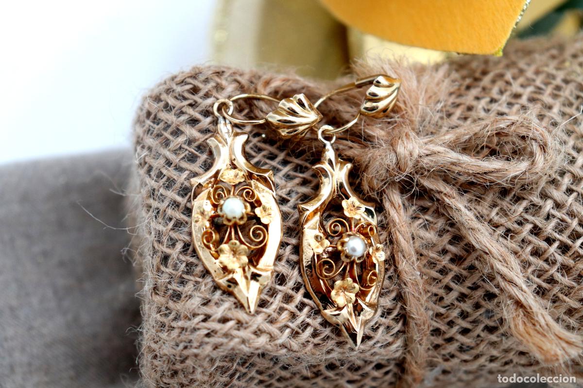 Joyeria: Pendientes de oro de 19,2 quilates con perlas - Foto 1