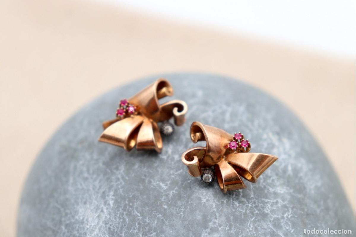 Joyeria: Pendientes de oro de 19,2 quilates con rub&iacute;es - Foto 2