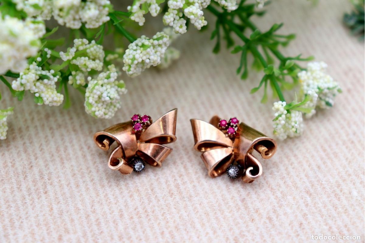 Joyeria: Pendientes de oro de 19,2 quilates con rub&iacute;es - Foto 3