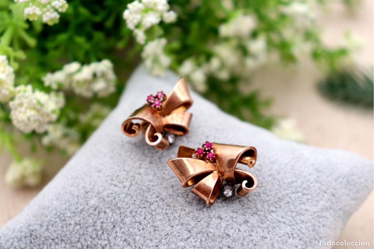 Joyeria: Pendientes de oro de 19,2 quilates con rub&iacute;es - Foto 4