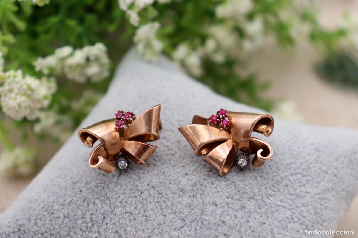 Joyeria: Pendientes de oro de 19,2 quilates con rub&iacute;es - Foto 5