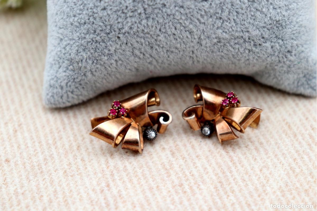 Joyeria: Pendientes de oro de 19,2 quilates con rub&iacute;es - Foto 6