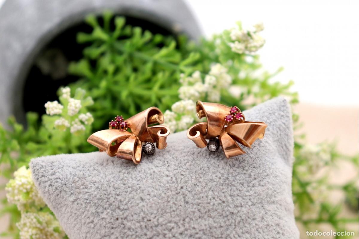 Joyeria: Pendientes de oro de 19,2 quilates con rub&iacute;es - Foto 1