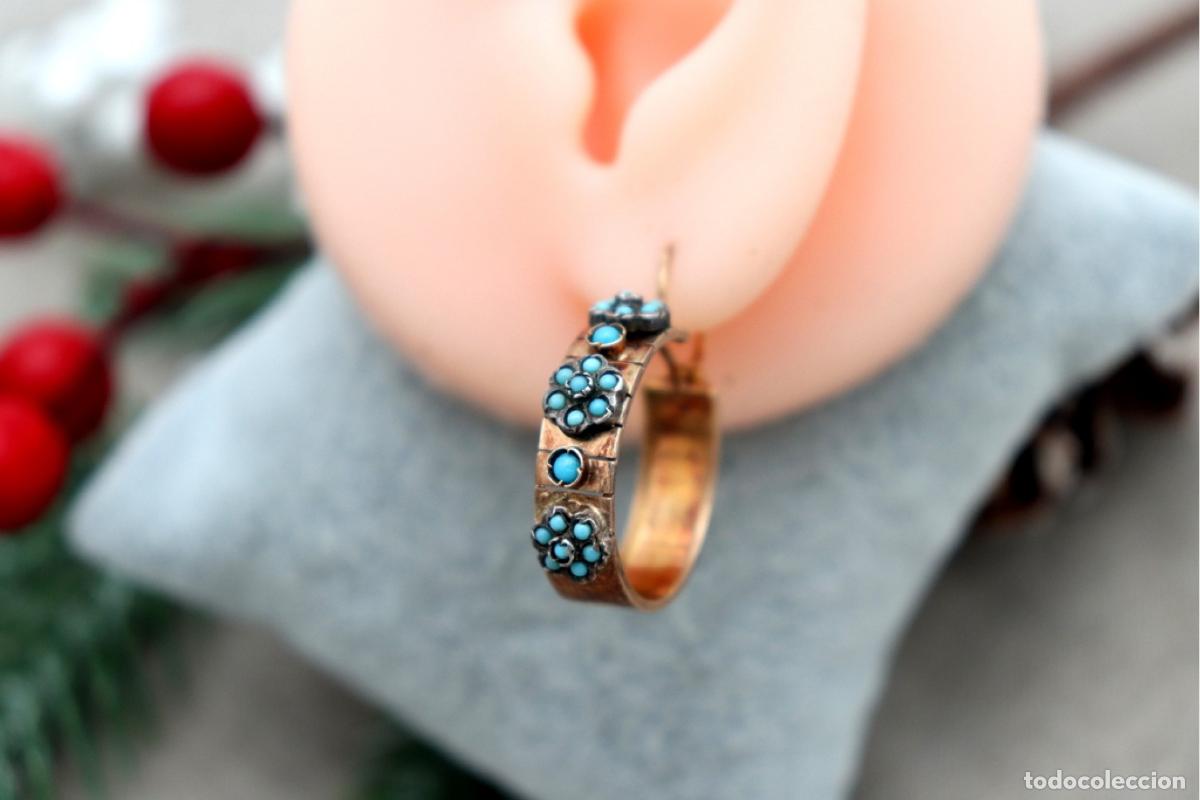 Joyeria: Pendientes de oro de 19,2 quilates con turquesa - Foto 3