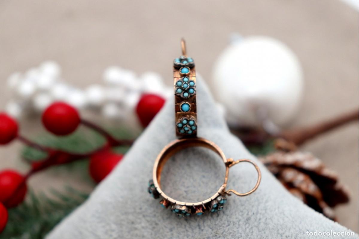 Joyeria: Pendientes de oro de 19,2 quilates con turquesa - Foto 4