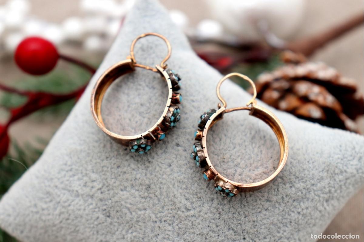Joyeria: Pendientes de oro de 19,2 quilates con turquesa - Foto 5