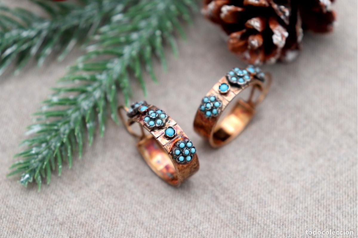 Joyeria: Pendientes de oro de 19,2 quilates con turquesa - Foto 6