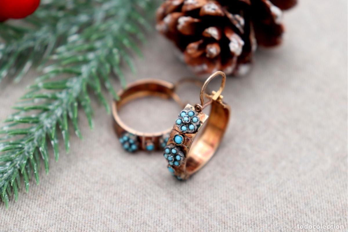 Joyeria: Pendientes de oro de 19,2 quilates con turquesa - Foto 7