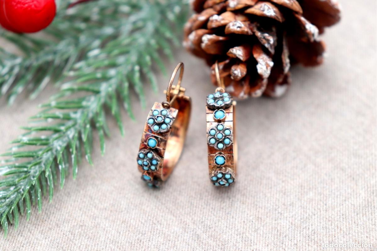 Joyeria: Pendientes de oro de 19,2 quilates con turquesa - Foto 1