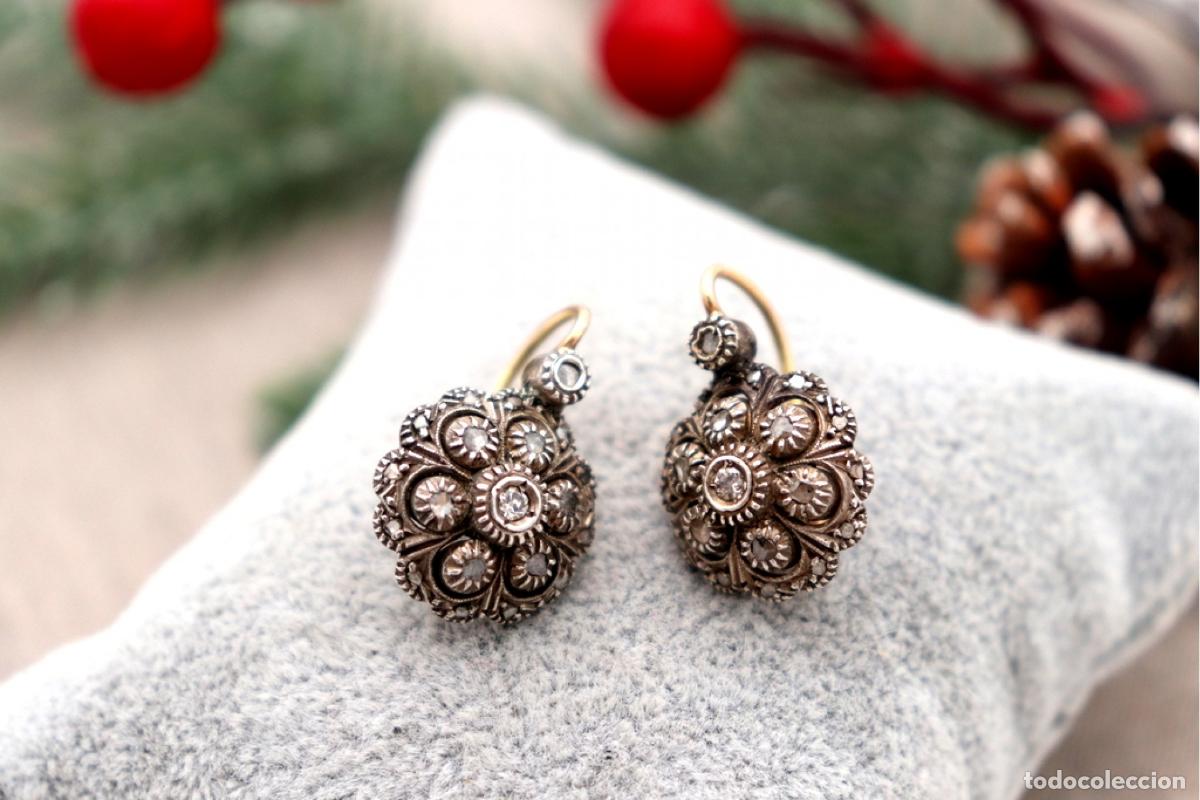 Joyeria: Pendientes en oro de 19,2K y plata con diamantes. - Foto 3