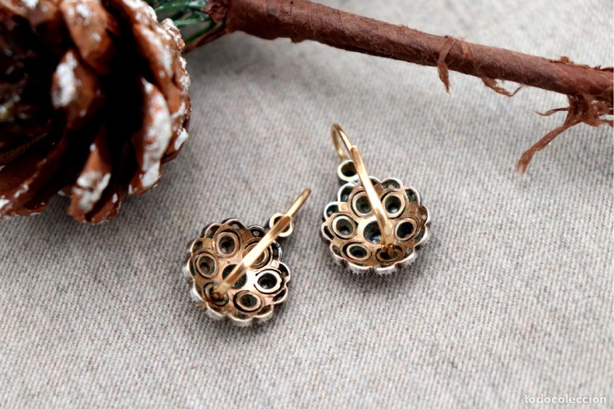 Joyeria: Pendientes en oro de 19,2K y plata con diamantes. - Foto 7