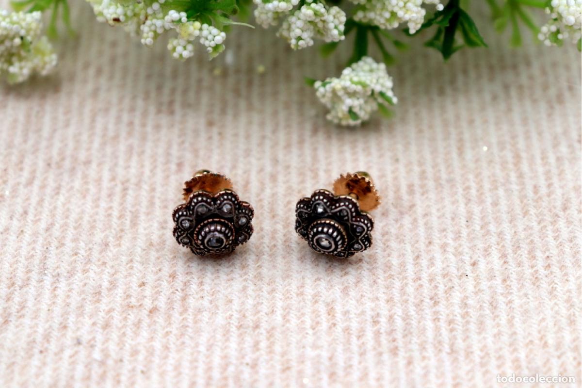 Joyeria: Pendientes en oro de 19,2K y plata con diamantes. - Foto 4