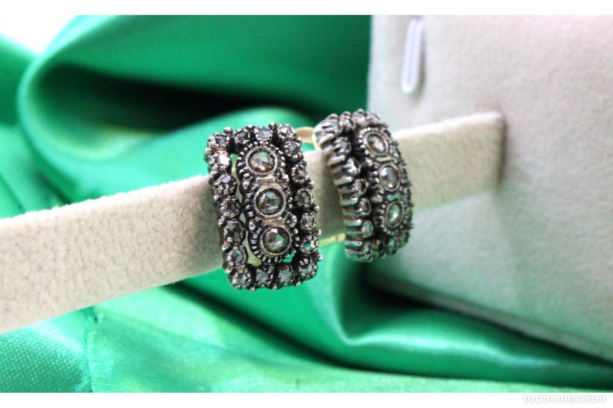 Joyeria: Pendientes en oro de 19,2K y plata con diamantes. - Foto 8