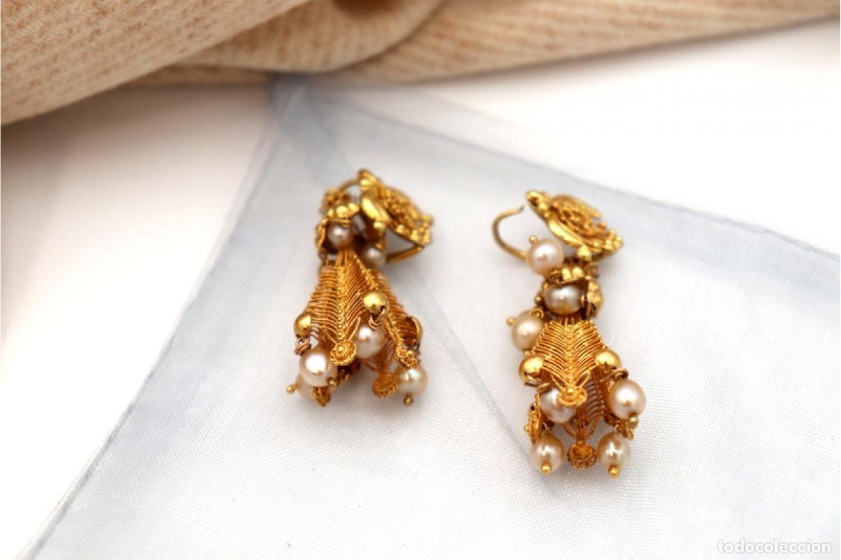 Joyeria: Pendientes de oro de 19,2 quilates con perlas - Foto 2