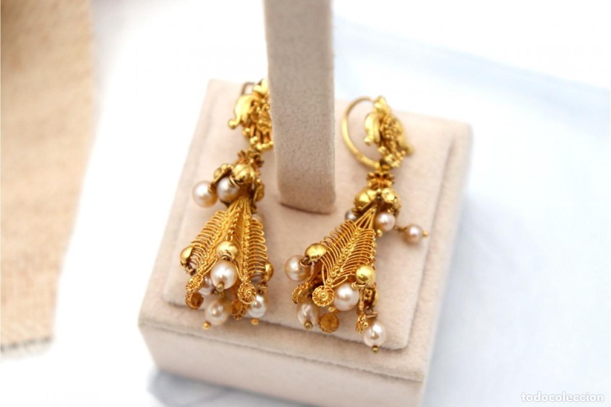 Joyeria: Pendientes de oro de 19,2 quilates con perlas - Foto 3