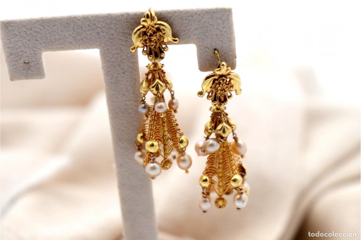 Joyeria: Pendientes de oro de 19,2 quilates con perlas - Foto 5
