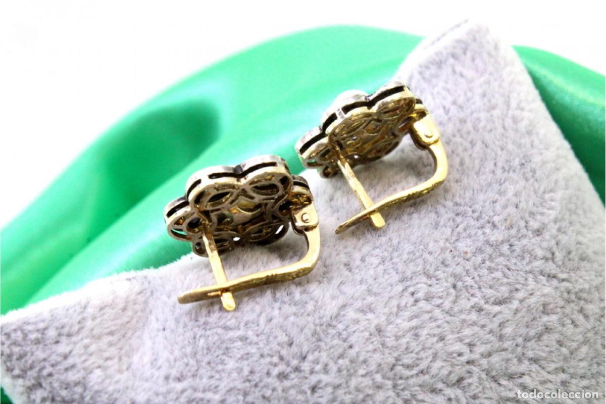 Joyeria: Pendientes en oro y plata de 19,2K con diamantes y perlas. - Foto 4