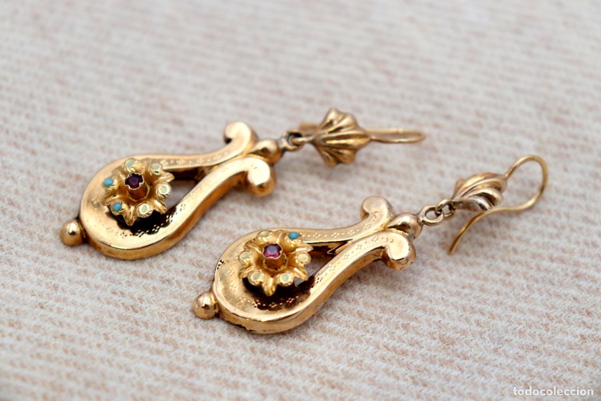 Joyeria: Pendientes de oro de 19,2 quilates con turquesa - Foto 3