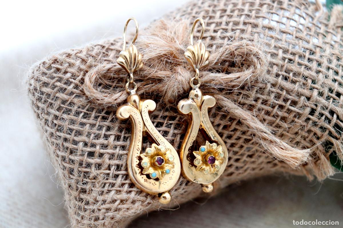Joyeria: Pendientes de oro de 19,2 quilates con turquesa - Foto 4
