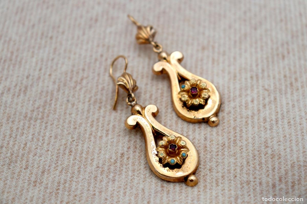 Joyeria: Pendientes de oro de 19,2 quilates con turquesa - Foto 5