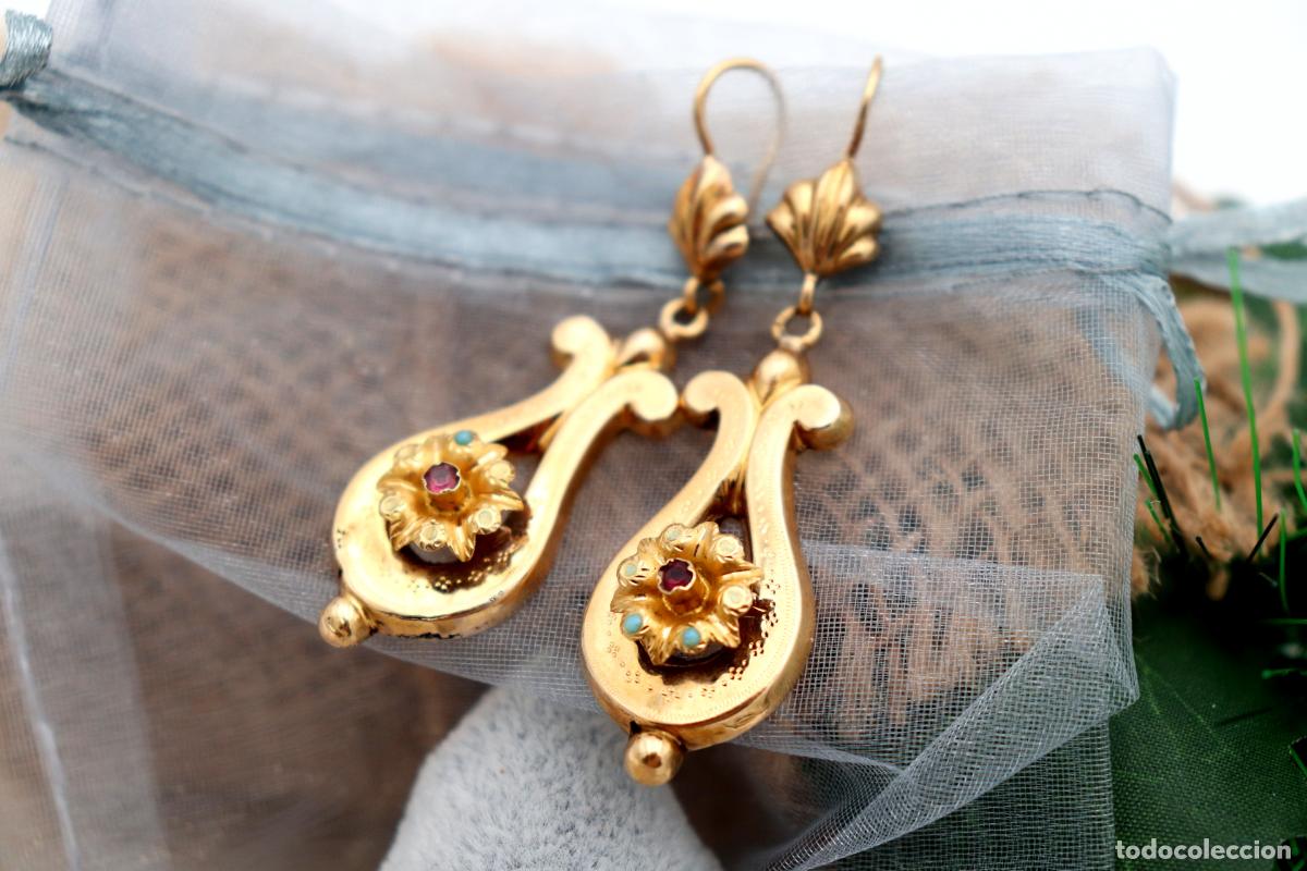 Joyeria: Pendientes de oro de 19,2 quilates con turquesa - Foto 6